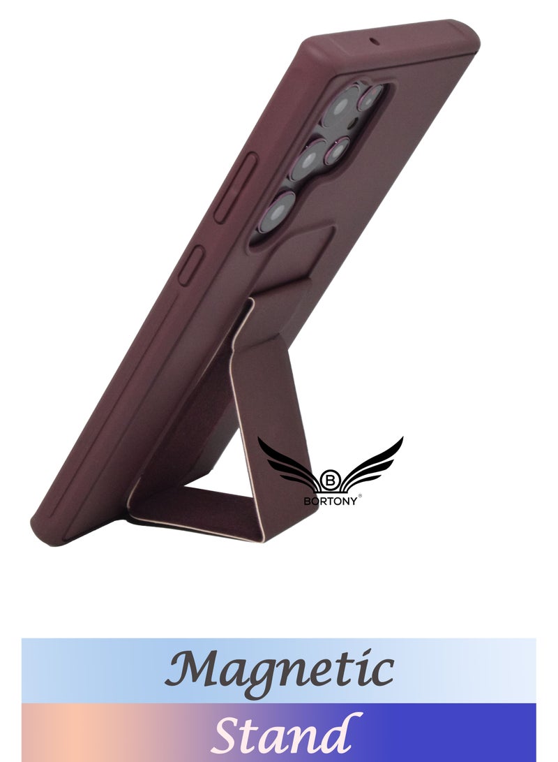 BORTONY Galaxy S23 Ultra with Magnetic Stand & Holder, Premium Silicone Hand Strap Grip, Car Mount Kickstand And Finger Grip Case Cover For Samsung Galaxy S23 Ultra - Image 3