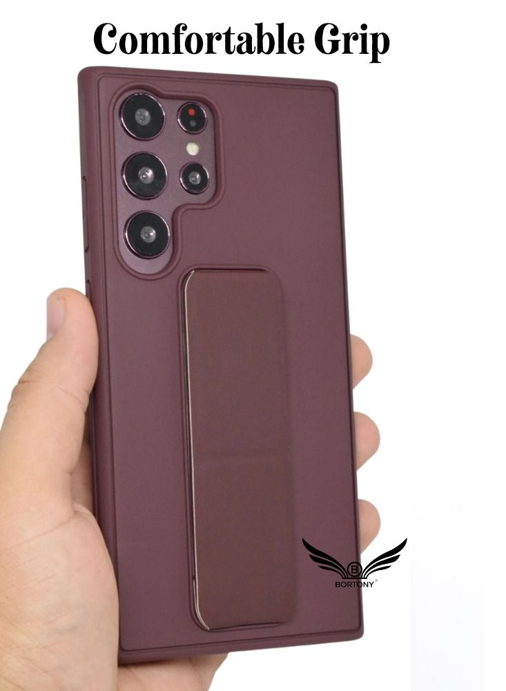 BORTONY Galaxy S23 Ultra with Magnetic Stand & Holder, Premium Silicone Hand Strap Grip, Car Mount Kickstand And Finger Grip Case Cover For Samsung Galaxy S23 Ultra - Image 2