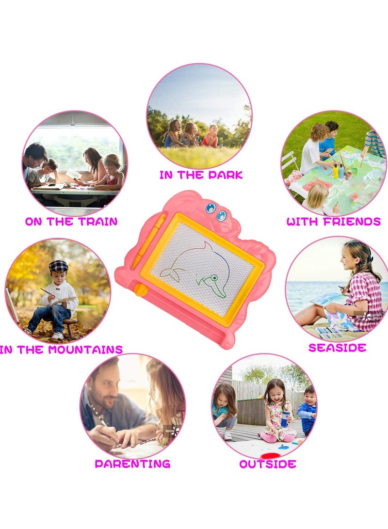 لوحة رسم مغناطيسية صغيرة بحجم السفر للأطفال، لوحة رسم قابلة للمسح، مستلزمات فنية مدمجة وهدايا حفلات، مثالية لجوائز الفصول الدراسية (لون عشوائي) - Image 3