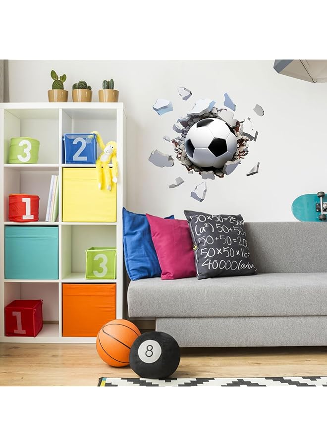 erorex Football Wall Adhesive 3D 21.65 X 21.25 Inches Waterproof Football Decals For Children'S Room Self Adhesive Pvc Football Wallpaper Sports Wall Decoration For Children'S - Image 5