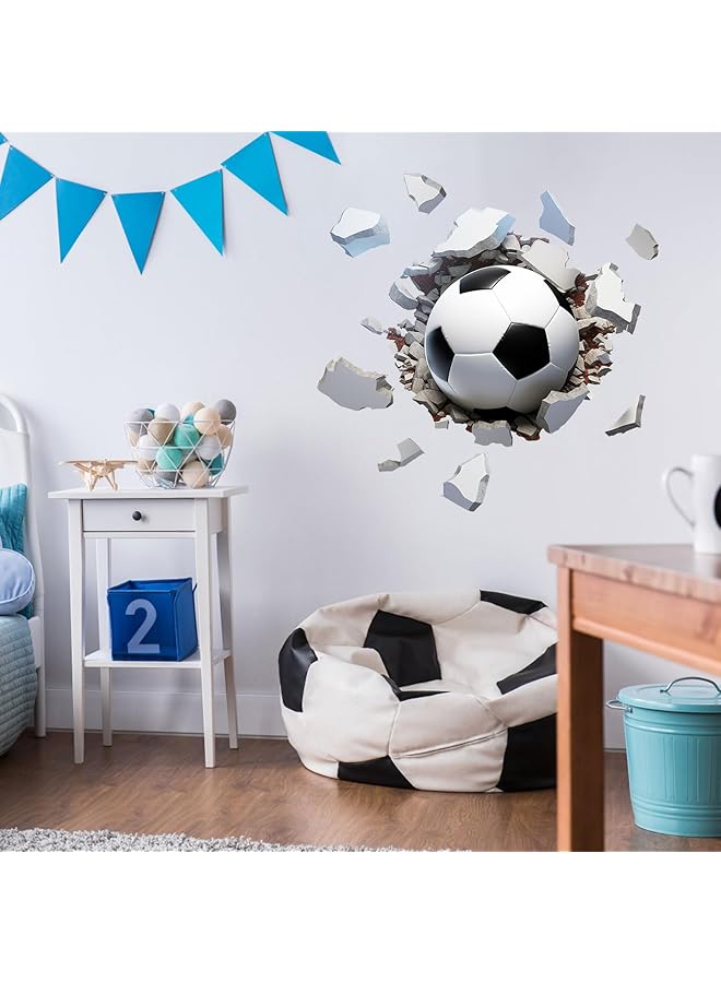 erorex Football Wall Adhesive 3D 21.65 X 21.25 Inches Waterproof Football Decals For Children'S Room Self Adhesive Pvc Football Wallpaper Sports Wall Decoration For Children'S - Image 4