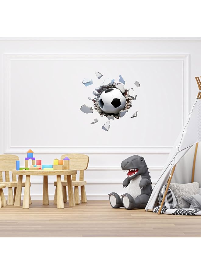 erorex Football Wall Adhesive 3D 21.65 X 21.25 Inches Waterproof Football Decals For Children'S Room Self Adhesive Pvc Football Wallpaper Sports Wall Decoration For Children'S - Image 2