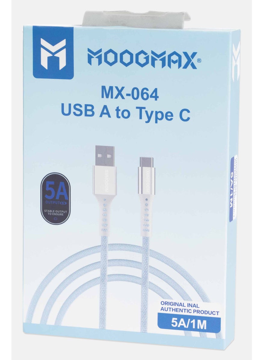 MOOGMAX MX064 Type C Fabric USB Cable, Light Blue  - Image 1