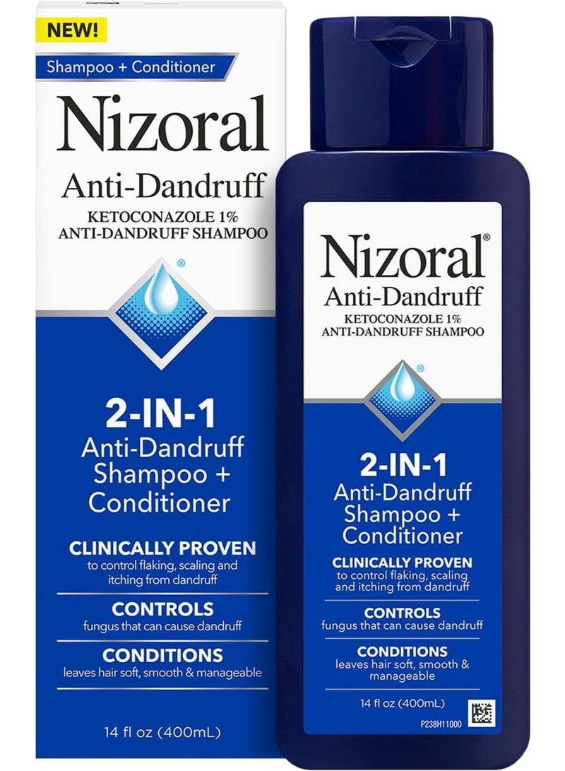 Nizoral 2-IN-1 Anti-Dandruff Shampoo & Conditioner with 1% Ketoconazole, 14 fl oz - Image 1