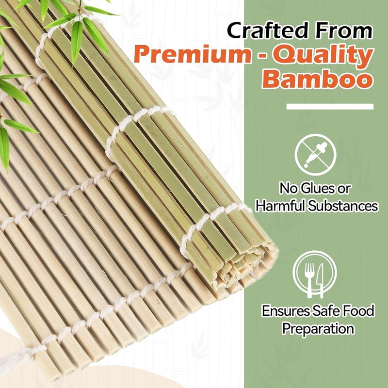 LEQC 10PCS Bamboo Sushi Mat 9.5"x9.5" – Eco-Friendly Sushi Rolling Mat Bamboo, Durable Sushi Roller for Home Cooking, Beginners & Professional Sushi Making Kit(Green) - Image 4