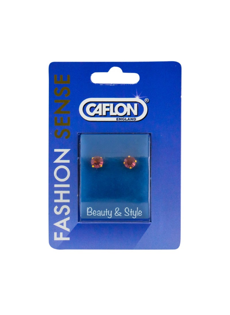 Caflon Fashion Sense Gold Plated Amethyst Tiffany Earring - 5 Mm