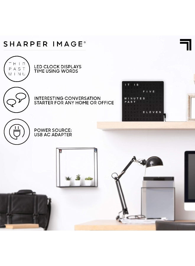 Sharper Image LED LightUp Word Clock 775 Modern Design Electronic Accent Wall or Desk Clock USB Cord  Power Adapter Unique Contemporary Home  Office Decor Easy Setup Housewarming Gift - Image 3