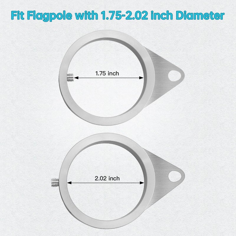 Anovo Flag Pole Rings, Flagpole Rings Aluminum Alloy 360Â° Rotating Anti Wrap Flag Mounting Spinning Ring Clips for 1.75-2.02 Inch Diameter Flagpole (2 Inch -Pack of 2, Matte Silver) - Image 5