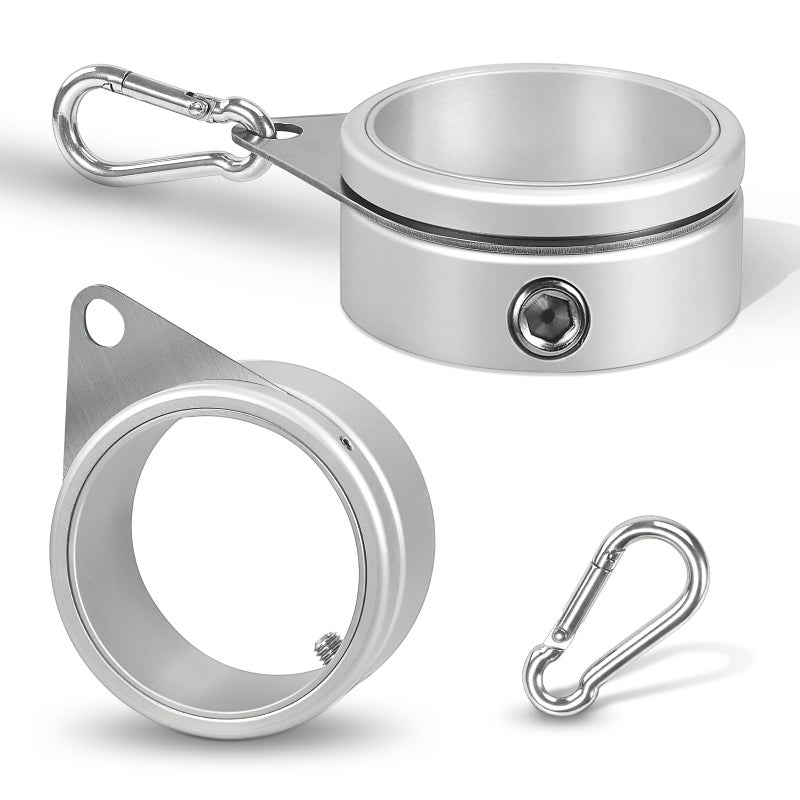 Anovo Flag Pole Rings, Flagpole Rings Aluminum Alloy 360Â° Rotating Anti Wrap Flag Mounting Spinning Ring Clips for 1.75-2.02 Inch Diameter Flagpole (2 Inch -Pack of 2, Matte Silver) - Image 1