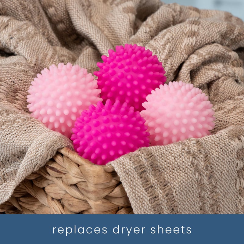 S&T INC. Reusable Plastic Dryer Balls, Fabric Softener for Laundry, Pink, 2.5 in, 4 Pack - Image 3