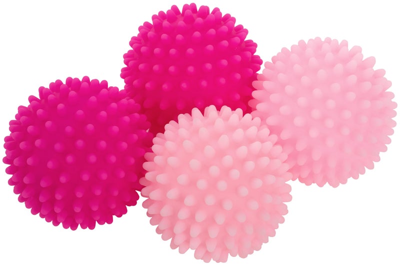 S&T INC. Reusable Plastic Dryer Balls, Fabric Softener for Laundry, Pink, 2.5 in, 4 Pack - Image 1