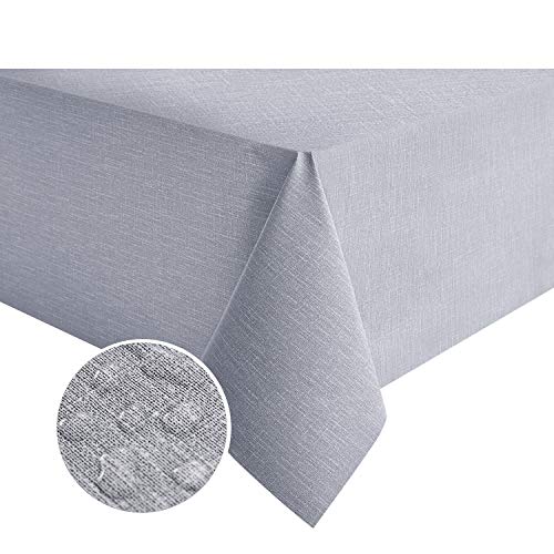 NLMUVW Grey Vinyl Tablecloth 100 Waterproof Heavy PVC Table Cloth Oil Proof Wipe Clean Table Cover for Dining Kitchen Picnic Outdoor 54 x 78 inch
