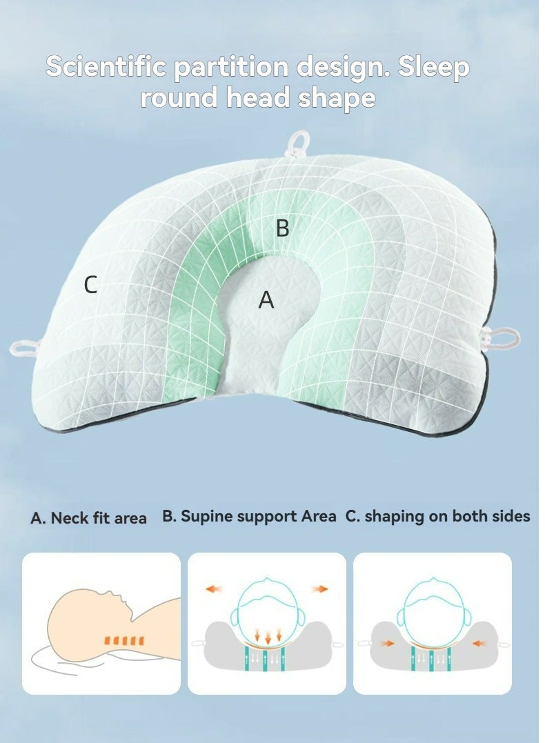 دوميني وسادة رأس الطفل قابلة للتعديل، وسادة ناعمة قابلة للتنفس، دعم متعدد الوظائف لرأس الطفل، استخدام مزدوج الجوانب، مناسبة للنوم من عمر 0 ​​إلى 12 شهرًا، وسادة رضاعة قابلة للتعديل برباط لتشكيل رأس الطفل، وسادة نوم بتصميم مريح (وردي) - Image 3