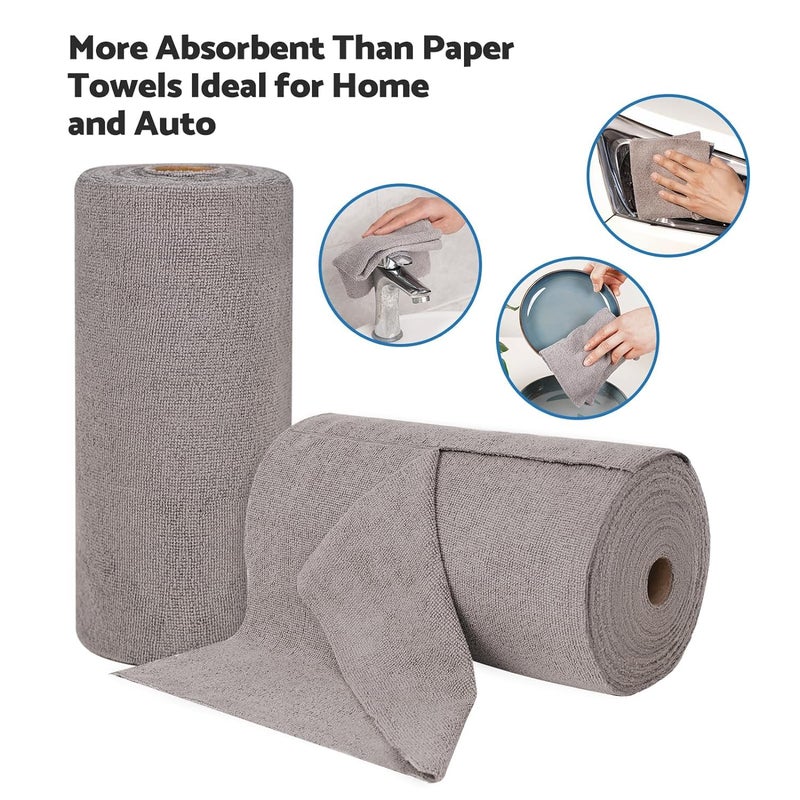 CAZINA 50 Pack Microfiber Cleaning Cloth Roll 10 x 10 Tear Away Reusable Towels Washable Rags Super Absorbent Microfiber Towels for Car Drying Dishes Kitchen Cleaning - Image 5