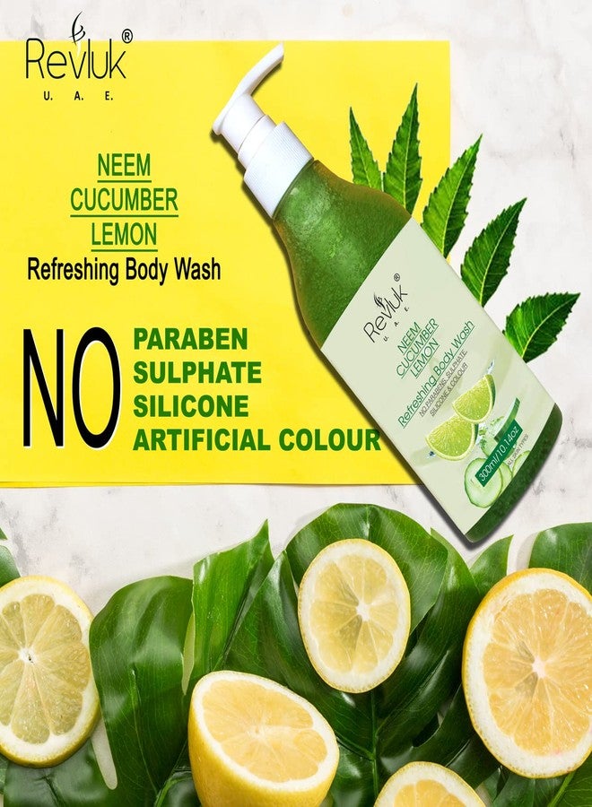 Revluk-Neem Cucumber Lemon Body Wash for Men and Woman Tan Removal and Nourishing Removes Dead Skin Anti Ageing Agent Acne Removal Shower Gel/Body Wash | 300ml - Image 3