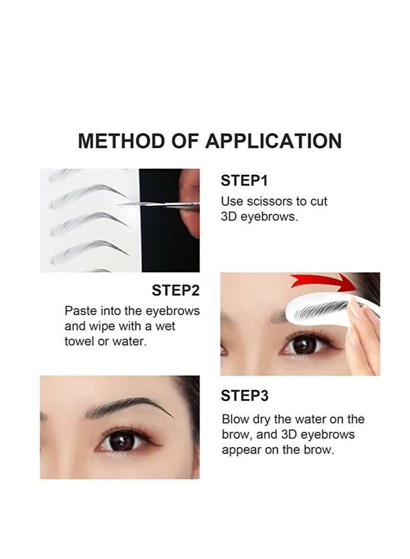 72 Pairs 8 Sheets 2 Styles Eyebrow Transfers Hair-Like Authentic Eyebrows Stickers Waterproof Long Lasting False Peel Off Instant Eyebrow for Women Girls Makeup Black - Image 2