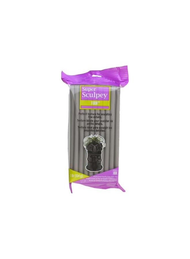 Sculpey Super Sculpey Firm Gray, Premium, Non Toxic, Firm, Sculpting Modeling Polymer clay, Oven Bake Clay, 1 pound bar. Great for all advanced sculptors, artists, model makers and movie studios.  - Image 1