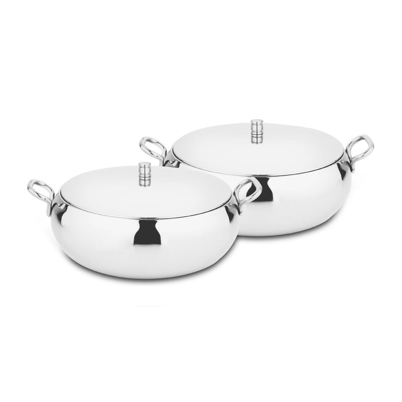 Shri & Sam Shri & Sam High Grade Stainless Steel Marina Serving Bowl Set with Lid, 17 cm Each  - Image 1