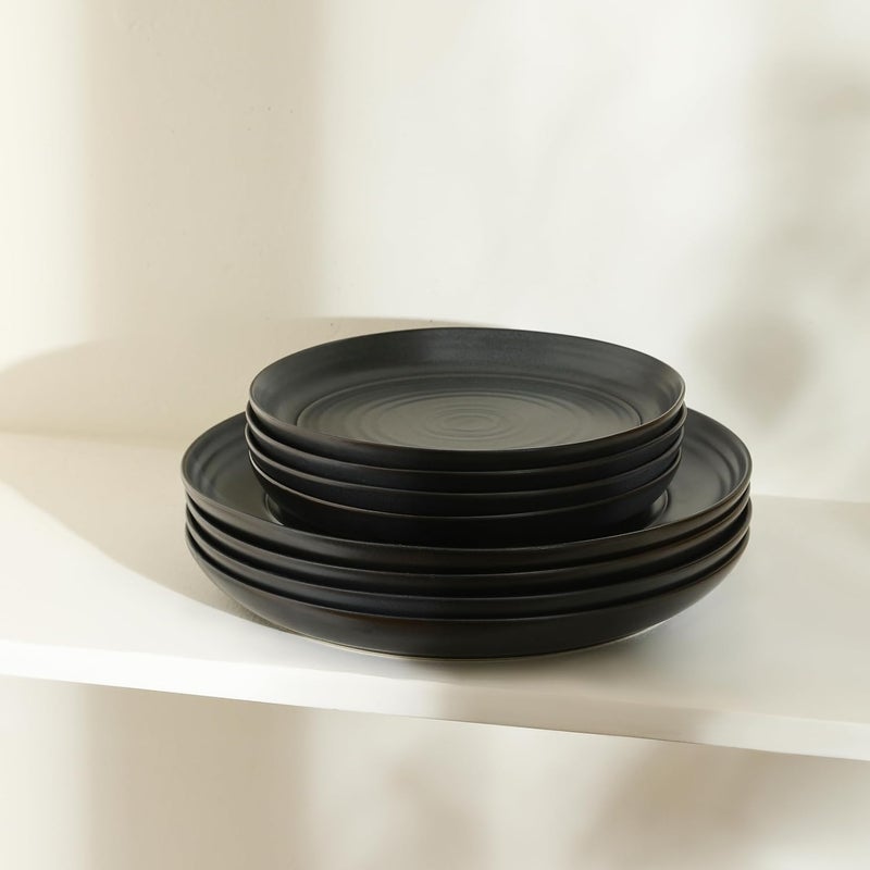 Stone Lain Elio 4Piece Dinner Plate Set Stoneware Black - Image 5
