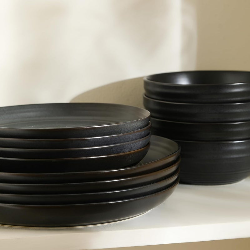 Stone Lain Elio 4Piece Dinner Plate Set Stoneware Black - Image 4