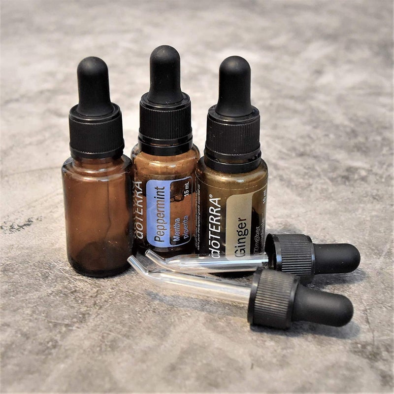 holistic oils أغطية قطارة ذات طرف منحني لزجاجات زيت أساسي سعة 15 مل - قطارات زجاجية للزيوت، تناسب doTERRA و Young Living و Aura Cacia و Plant Therapy Revive - عبوة 12 - Image 2