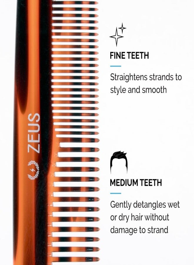 ZEUS 7.5” Large Hair Comb for Men, Handcrafted Saw-Cut Design with Non-Static Material for Smooth, Tangle-Free Styling (Traditional) Y11 - Image 4