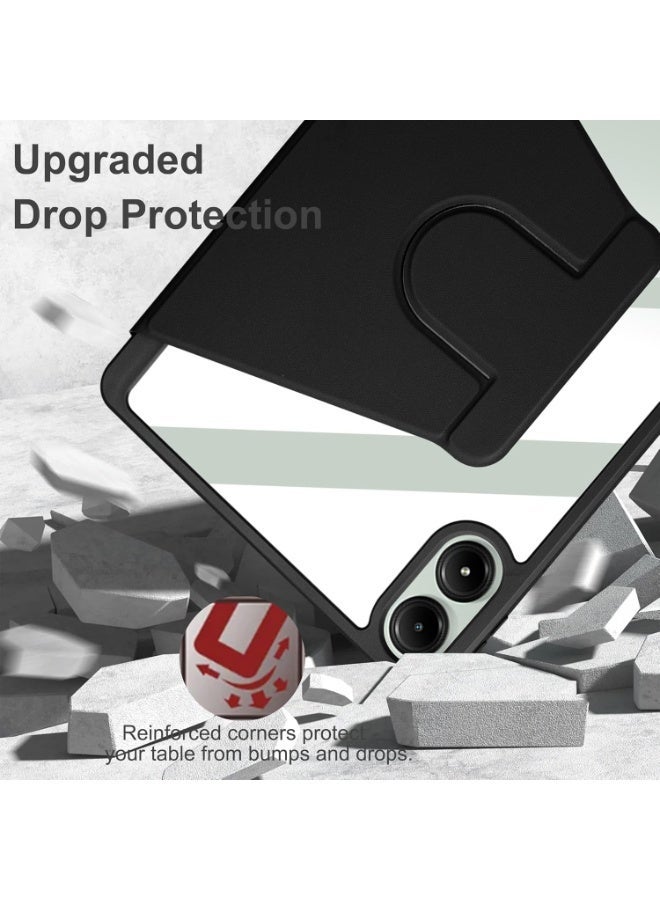 بوينوس جراب دوار لجهاز Redmi Pad Pro مقاس 12.1 بوصة / Poco Pad مقاس 12.1 بوصة مع حامل قلم، غطاء ثلاثي الطي، ظهر شفاف (أسود) - Image 4