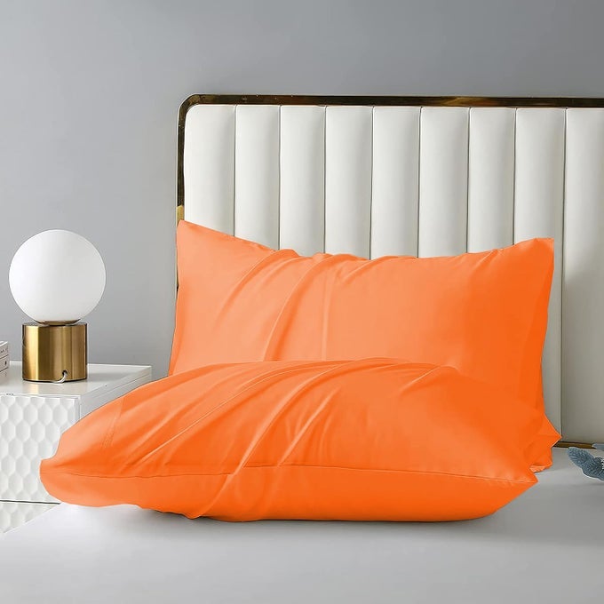 PLATINUM PREMIUM COLLECTION EGYPTIAN COTTON 400TC ORANGE 2 PIECE PILLOW COVERS 20 X 30 INCHES