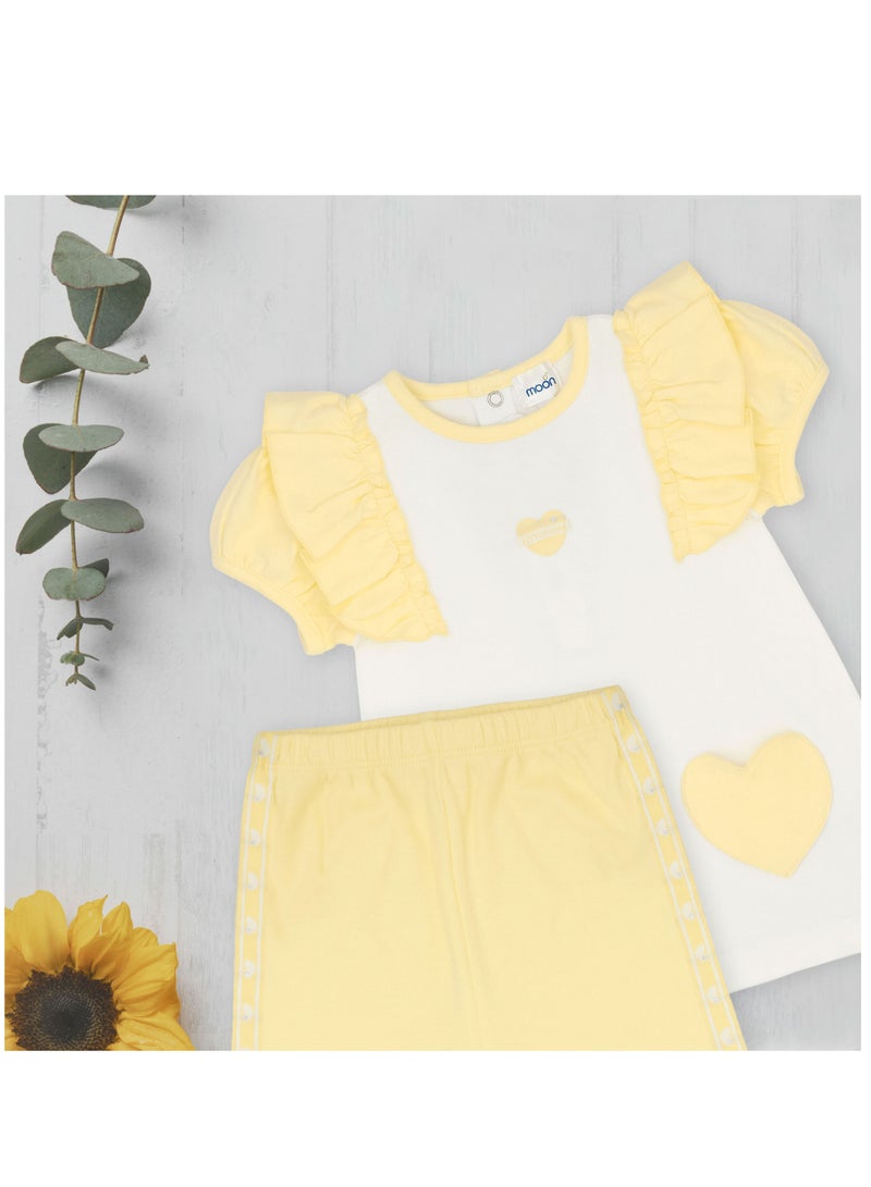 Moon قميص تي شيرت وبنطال ضيق من MOON مصنوع من القطن بنسبة 100%، مقاس 18-24 شهرًا، أصفر - قلوب ليمونية - Image 5