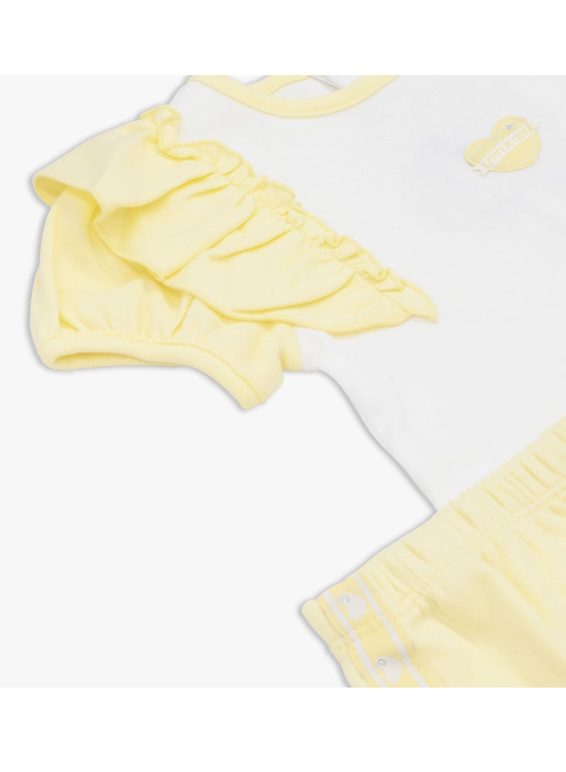 Moon قميص تي شيرت وبنطال ضيق من MOON مصنوع من القطن بنسبة 100%، مقاس 18-24 شهرًا، أصفر - قلوب ليمونية - Image 4