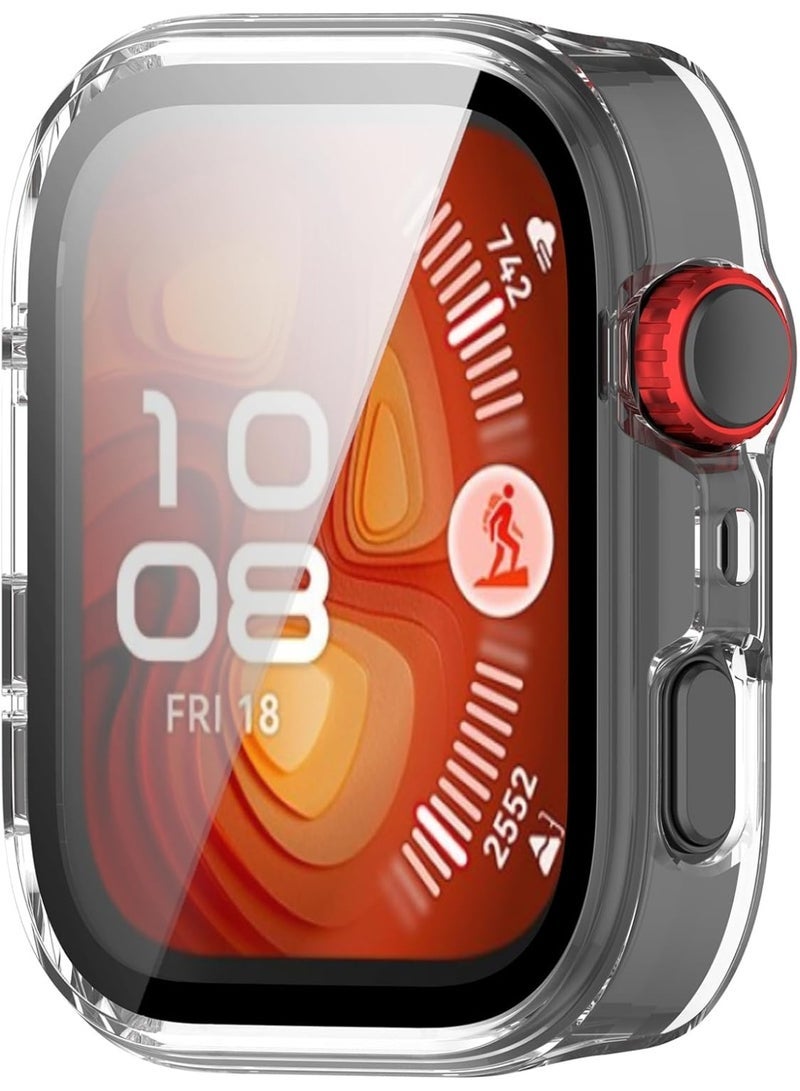 ten.tech Case and Screen Protector for Huawei Watch Fit 4, All-around Anti Scratch Shockproof Protective Hard PC Full Cover Tempered Glass Compatible with Huawei Watch Fit 4 (Transparent) - Image 3