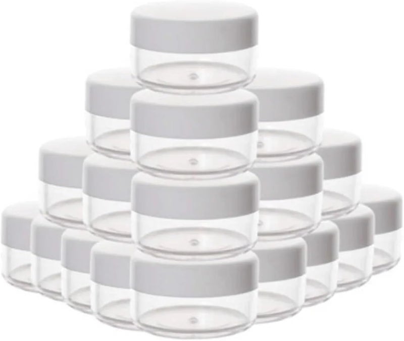 Lip Scrub Containers 100PCS 2/3/5/10/15/20ml Plastic Jars Round Screw Lids Cosmetic Leak Proof Clear Containers for Salve Lip Balm(WHITE,5ml) - Image 1