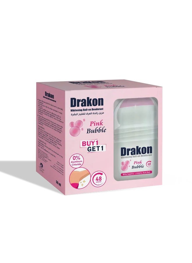 DRAKON - Drakon Whitening Roll-on Deodorant Pink Bubble 50ML 1+1 - Image 1