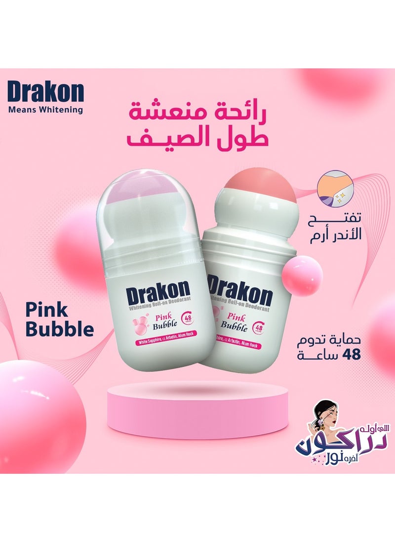DRAKON - Drakon Whitening Roll-on Deodorant Pink Bubble 50ML 1+1 - Image 1