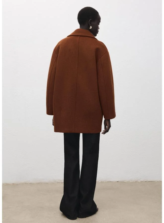 Mango Wool-Blend Coat With Button Fastening