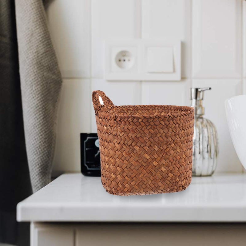 Flower Storage Basket Desktop Woven Storage Basket Woven Basket with Cat Ears - Image 1