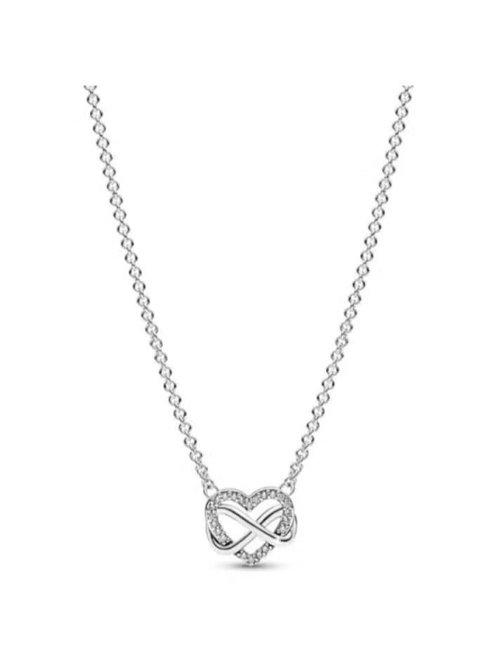 تشوميل قلادة قلب الخلود من الفضة عيار 925 مرصعة بأحجار الزركونيا المكعبة الشفافة - Image 1