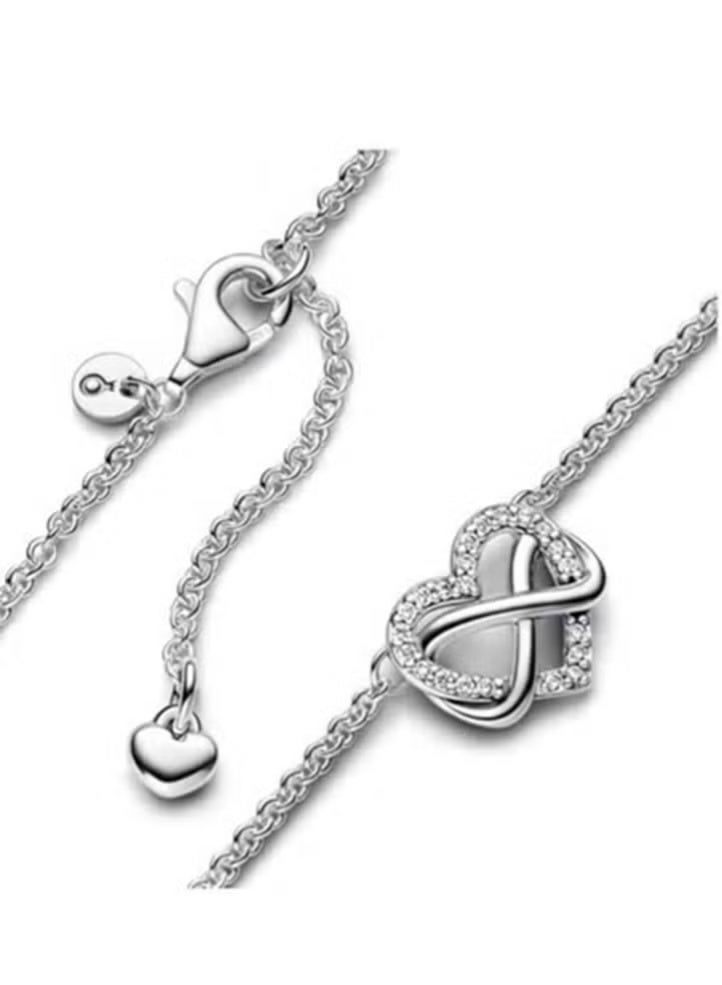 تشوميل قلادة قلب الخلود من الفضة عيار 925 مرصعة بأحجار الزركونيا المكعبة الشفافة - Image 2