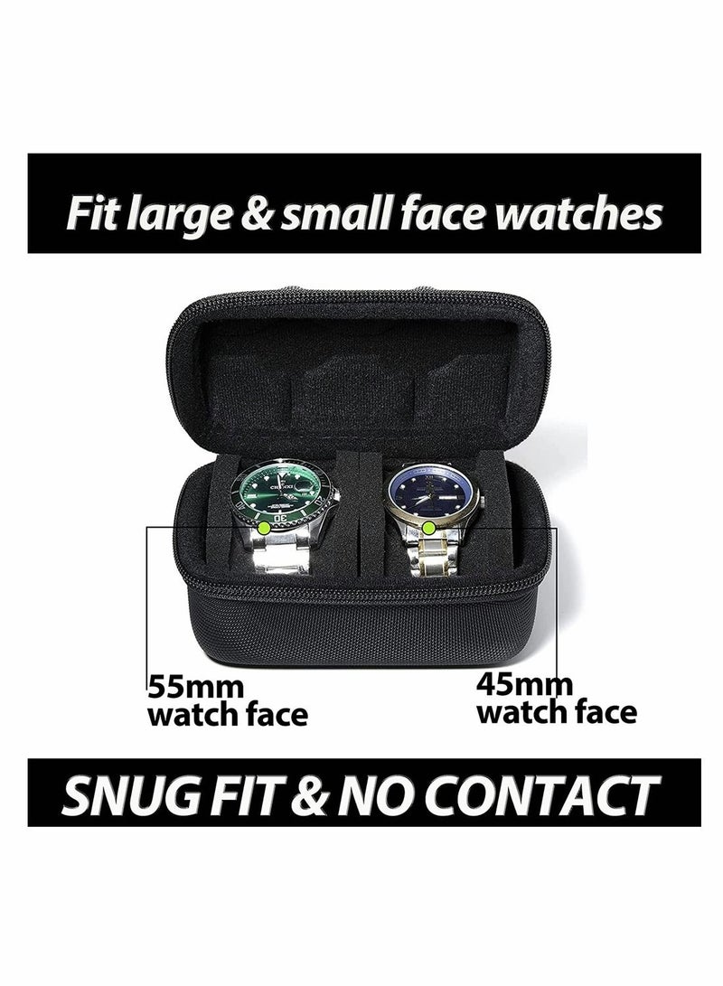 SYOSI Watch Travel Case, Watch Roll Case Storage and Organizer for Men and Women, Zipper Watch Box with Anti-move Watch Pillow, Black, 2 Slot, Not Include Watch - Image 2