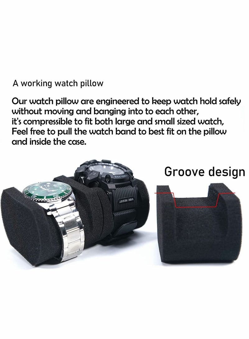 SYOSI Watch Travel Case, Watch Roll Case Storage and Organizer for Men and Women, Zipper Watch Box with Anti-move Watch Pillow, Black, 2 Slot, Not Include Watch - Image 3