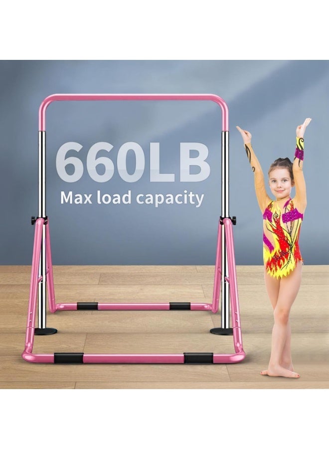 YOUWE7 Expandable Gymnastics Bars with Ring, Adjustable Height Gymnastic Horizontal Bars, Gym Junior Training Bar Children Folding Training Monkey Bars for Kids - Image 2