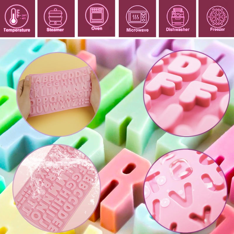 TZIFQO 2 pcs Pink Number Chocolate Molds and Letter Silicone Molds,kitchen utensils,with Happy Birthday Cake Decorations Symbols,for Chocolate, Candy, ice cubes,cake cookies - Image 5