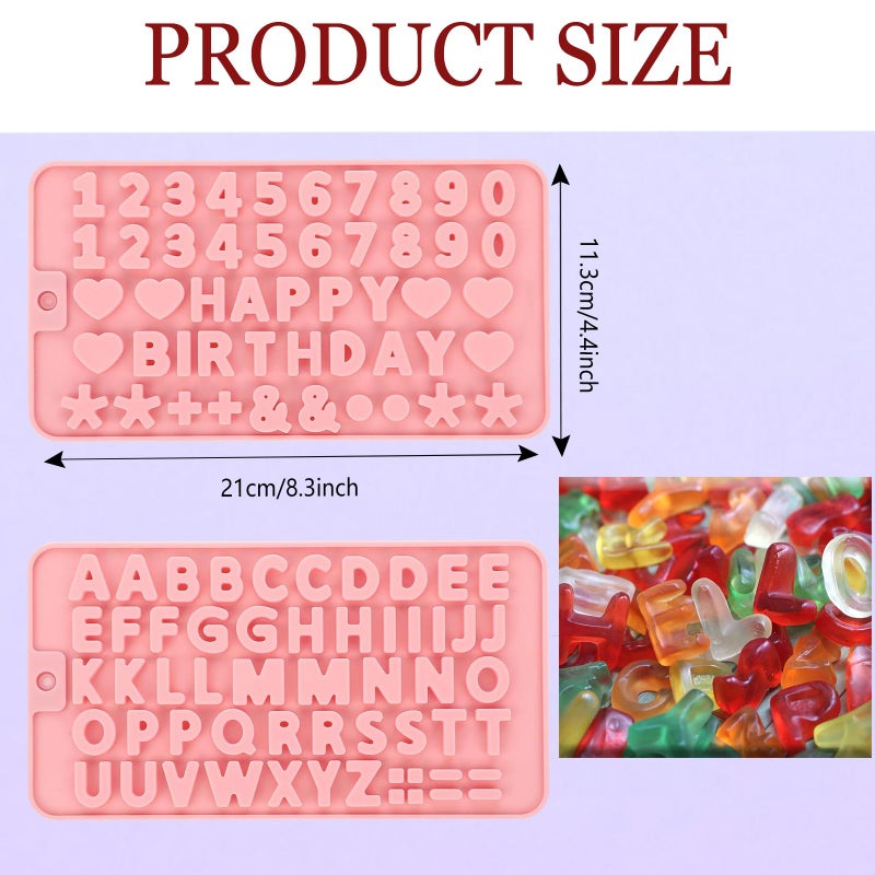 TZIFQO 2 pcs Pink Number Chocolate Molds and Letter Silicone Molds,kitchen utensils,with Happy Birthday Cake Decorations Symbols,for Chocolate, Candy, ice cubes,cake cookies - Image 2