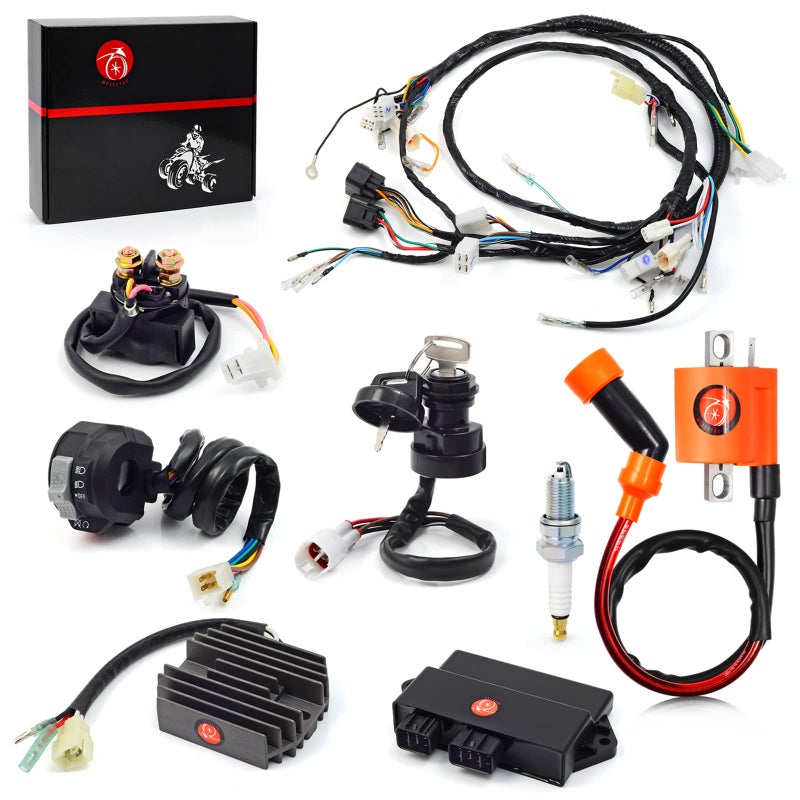 Wire Wiring Harness Ignition Coil Left Handlebar Switch igniter CDI Relay Rectifier Complete Kit Compatible with Yamaha Warrior 350 YFM350 YFM 350X 19972001