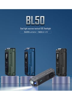 BL50 Rechargeable EDC Flashlight 3600 Lumens, UV Light and White LED, High Lumens Portable Flashlights Dual Light Source Pocket Lights for Emergency and Camping - pzsku/Z1A1C4C2C458ED62F042AZ/45/_/1738826376/e29bcd98-8c9b-4317-8deb-f472516c61b7