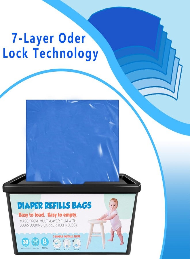 Auibor Diaper Pail Refills with 30 Bags Compatible with Genie Easy Roll Signature Diaper Pail and Platinum Diaper Pail, Hold Up to 1400 Newborn-Sized Diapers Per Refill,2 Packs(60Bags) - Image 2