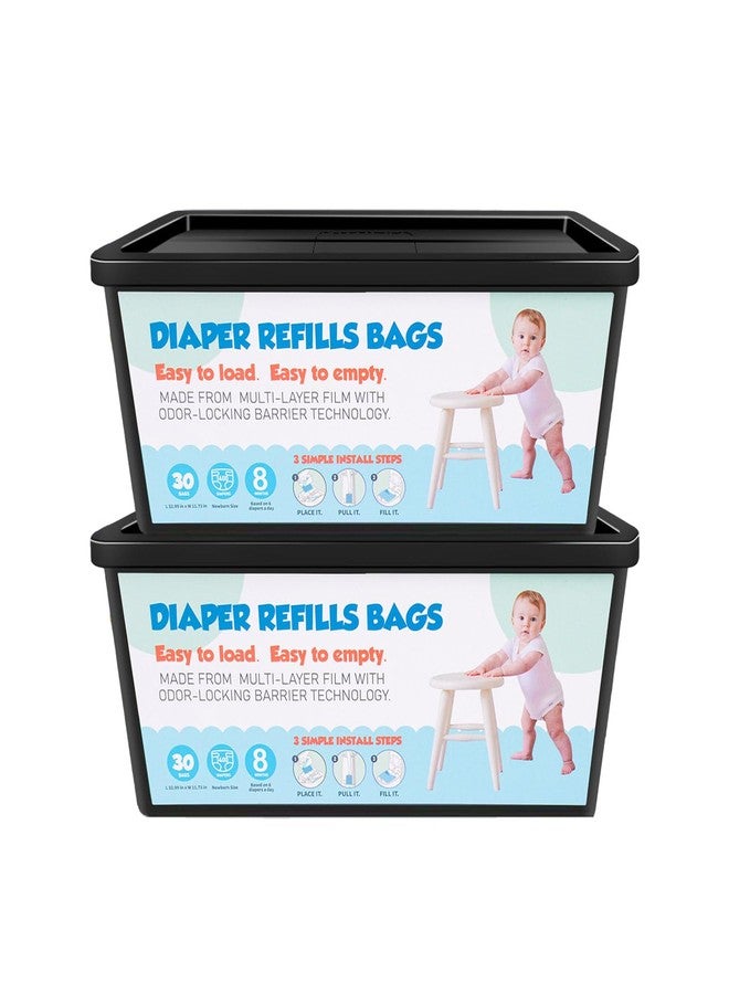 Auibor Diaper Pail Refills with 30 Bags Compatible with Genie Easy Roll Signature Diaper Pail and Platinum Diaper Pail, Hold Up to 1400 Newborn-Sized Diapers Per Refill,2 Packs(60Bags) - Image 1