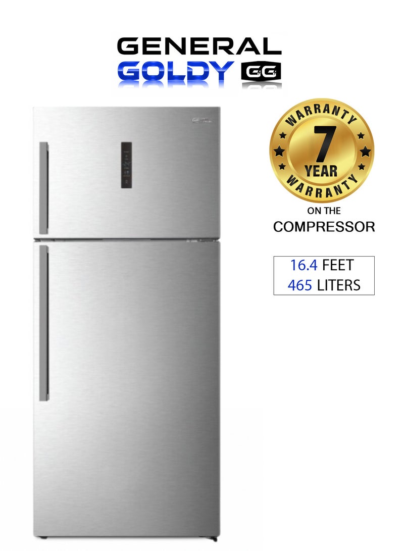 General goldy Double Door Steam Refrigerator - 16.4 Feet - 465 Liters - Inverter - Steel - GG490NF - Image 1