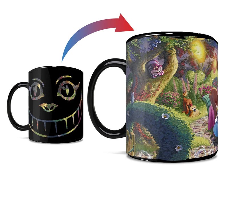 Morphing Mugs Disney  Alice in Wonderland  Cheshire Cat and the Mad Hatters Tea Party  One 16 oz Heat Sensitive Clue Mug  Full Image Revealed When HOT Liquid Is Added