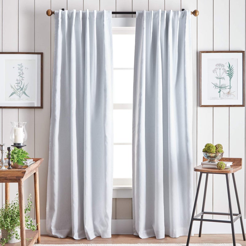Martha stewart Martha Stewart Lido Linen Blackout Foam Lined Rod PocketBack Tab Window Curtain Panel Pair 95 White 